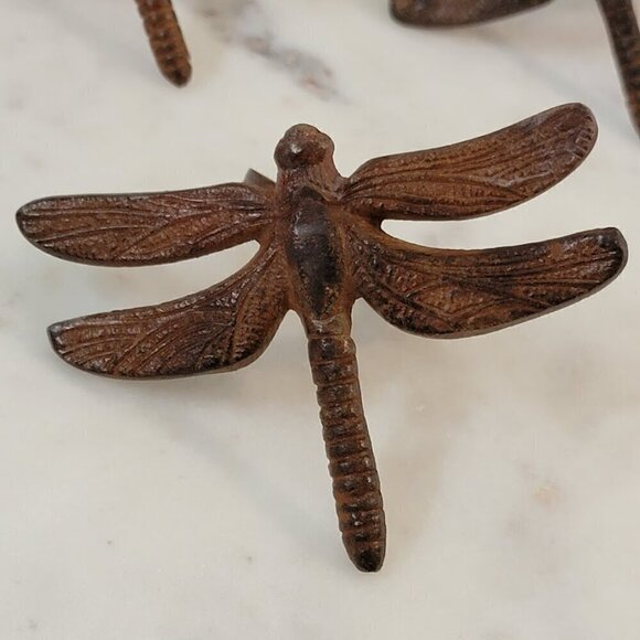 Four Dragonfly Napkin Ring Holders - Bronze Colored - Art Nouveau Style - Picture 2 of 7